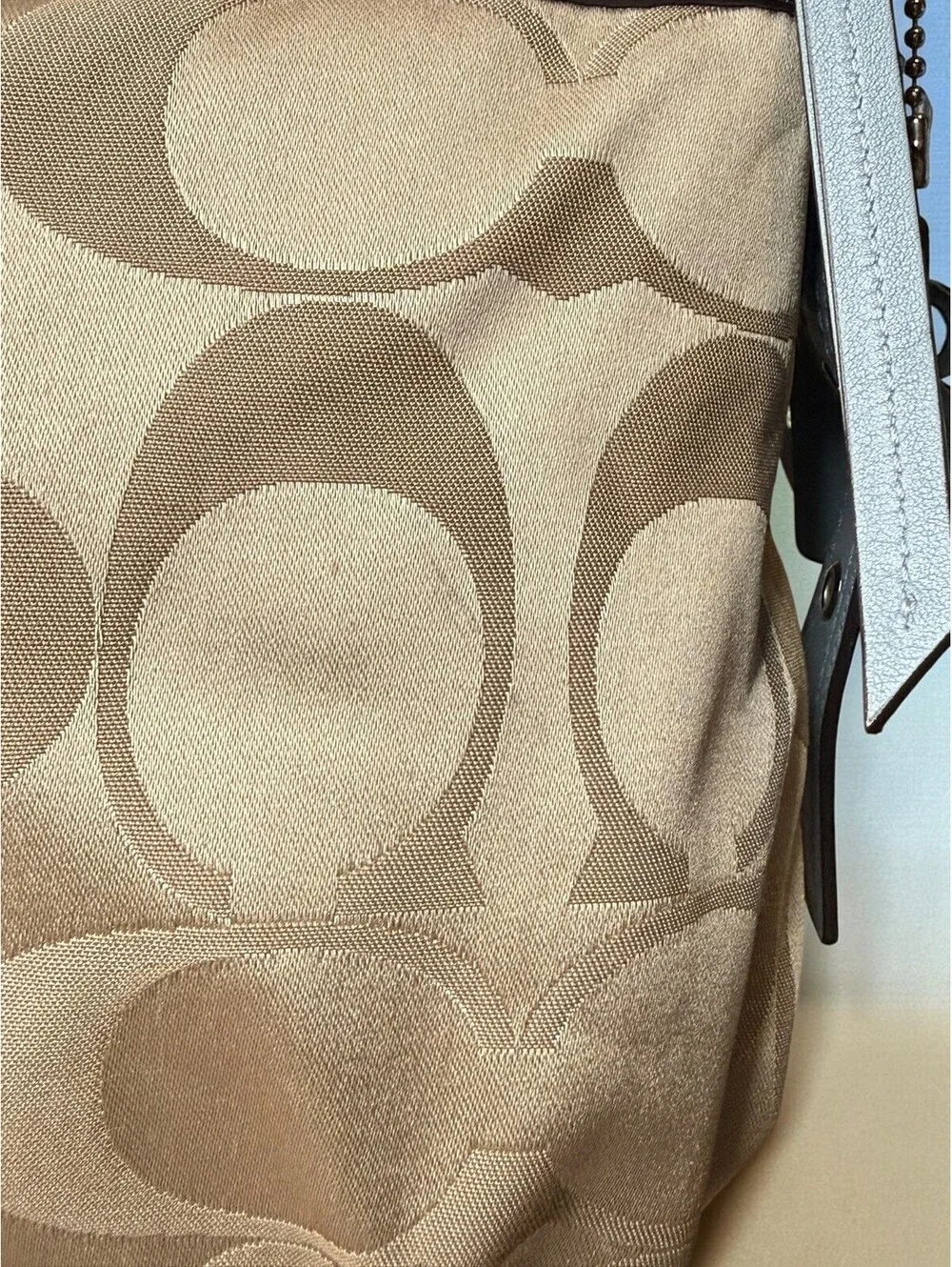 Coach Signature Hobo Bag Khaki Blue Y2K Shoulder Purse 13877